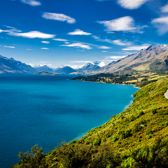 View of Lake Wakatipu, New Zealand  (Queensland, South Island, Glenorchy, Southern Alps) 